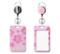Soporte para tarjetas de identificación extensible, funda protectora para tarjetas de identificación, para enfermeras, doctores, estudiantes, profesores, oficina, regalo, 1 unidad, flores rosas