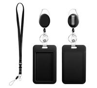 Soporte para tarjetas de identificación negro, Ymapinc de plástico, soporte para tarjetas de identificación de enfermera, funda de plástico duro con cinta para tarjetas de identidad, tarjeta de