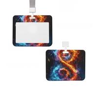 Soporte para tarjetas de identificación, protector vertical para tarjetas de identificación con cordón, soporte para tarjetas de identificación con temática de música abstracta, etiquetas de nombre