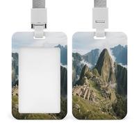 Soporte para tarjetas de identificación vertical con diseño de ruinas de Machu Picchu, adecuado para oficina, escuela, tarjeta de identificación, tarjeta de proximidad, licencia de conducir y pase