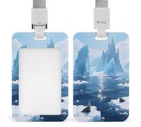 Soporte para tarjetas de identificación vertical con estampado de iceberg oceánico, adecuado para oficina, escuela, tarjeta de identificación, tarjeta de proximidad, licencia de conducir y pase