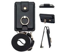 Soporte para tarjetas para teléfono móvil, cartera para teléfono móvil, funda adhesiva para teléfono móvil, multiusos, impermeable, con 2 ranuras para tarjetas, soporte y correa para el cuello