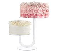 Soporte para tartas de acrílico transparente - Soporte para cupcakes y postres de 2 niveles | Elegante expositor para tartas, soporte transparente para magdalenas, aperitivos para bodas, cumpleaños