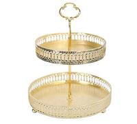 Soporte para Tartas de Frutas Plato para Servir Dorado de 2 Niveles Tazón Grande para Frutas y Pastelería Tazón para Dulces Bandeja Redonda Decorativa para Servir para (Grano