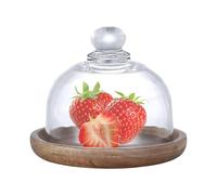 Soporte para tartas de madera - Expositor para postres para pequeñas con cúpula | Soporte para bandeja de servir rústico para cocina | Mini pedestal para aperitivos de frutas, galletas, tartas