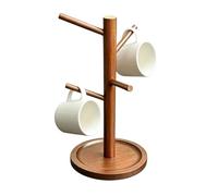 Soporte para tazas de café, forma de árbol, madera antideslizante, gancho | Estantería para tazas de café, organizador para encimeras de cocina, salón, oficina, restaurante, agua, té y bebidas