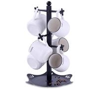 Soporte para Tazas de Encimera, Colgador de Tazas con 6 Ganchos, Árbol de Tazas para Mostrador, Accesorio para Rincón de Café, Organizador, Negro