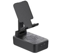 Soporte para teléfono celular con altavoz Bluetooth inalámbrico, sonido envolvente perfecto para el hogar y al aire libre con altavoz Bluetooth para escritorio (negro)