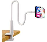 Soporte para teléfono celular, Soporte para teléfono celular con cuello de cisne, Soporte universal de clip perezoso Soporte flexible de montaje de brazos largos, Para iPhone 8/7 / 6s plus (Blanco)