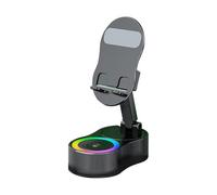 Soporte para teléfono con altavoz de inducción | Estación de audio inductiva con iluminación RGB - Base de sonido para dispositivos móviles Escucha música Video Streaming Grabación Televisión