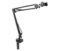 Soporte para teléfono con brazo de tijera articulado, soporte de aleación de aluminio flexible, soporta teléfonos inteligentes de hasta 6 8 pulgadas, rotación de 360 grados para transmisión en vivo