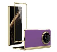Soporte para teléfono con funda plegable For Honor Magic V5 Plating Case with Screen Protector Hinge Case,Drop Protection, Scratch Resistant & Shock-Absorbent,Slim Design Frosted Folding Cover(Purple)