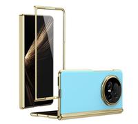Soporte para teléfono con funda plegable For Honor Magic V5 Plating Case with Screen Protector Hinge Case,Drop Protection, Scratch Resistant & Shock-Absorbent,Slim Design Frosted Folding Cover(Blu)