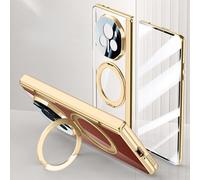 Soporte para teléfono con funda plegable Stand Case Compatible with Honor Magic V3 5G Case Clear with Kickstand,Clear Protective Cover with Adjustable Stand & Ring Holder,Anti-Yellowing Design(Golden)