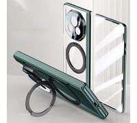 Soporte para teléfono con funda plegable Stand Case Compatible with Honor Magic V3 5G Case Clear with Kickstand,Clear Protective Cover with Adjustable Stand & Ring Holder,Anti-Yellowing Design(Ye?il)