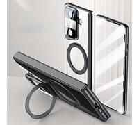 Soporte para teléfono con funda plegable Stand Case Compatible with Honor Magic Vs3 5G Case Clear with Kickstand,Clear Protective Cover with Adjustable Stand & Ring Holder,Anti-Yellowing Design(Svart)