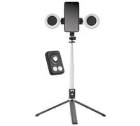 Soporte para teléfono con imagen de video, trípode para selfie, soporte alto para teléfono celular, trípode ligero para selfie con luz, trípode extensible para selfie con control remoto inalámbrico