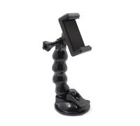 Soporte para teléfono con ventosa de cuello de cisne, soporte para coche ajustable de 360 grados con tubo flexible en zigzag y base roscada de 1/4