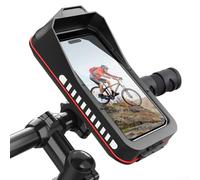 Soporte para teléfono de bicicleta con diseño de absorción de golpes, resistente al agua y ajuste seguro para manillar, compatible con smartphones y motocicletas, color negro