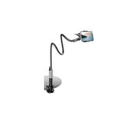 Soporte para teléfono de cama con brazo flexible tipo cuello de cisne y pinza de sujeción - Compatible con iPhone y Nintendo Switch (Negro)