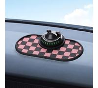 Soporte para teléfono de coche en alfombrilla antideslizante de PVC con rotación de 360 grados y función de número de contacto de estacionamiento (rosa-negro)