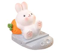 Soporte para teléfono de escritorio con adorable figura de conejo, soporte para teléfono celular con diseño realista de conejito, lindo adorno de