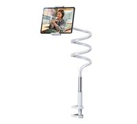 Soporte para teléfono de mesa, soporte para teléfono para la cama, clip de noche giratorio de 360 grados, apto para tabletas de menos de 10,5 pulgadas, soporte flexible para smartphone con brazo largo