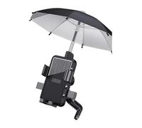 Soporte Para Teléfono De Motocicleta GPS Navegación Soporte Motocicleta Móvil Teléfono Paraguas Impermeable Parasol Exterior Vehículo Eléctrico Retrovisor Espejo Accesorios(Black with Umbrella)