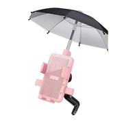 Soporte Para Teléfono De Motocicleta GPS Navegación Soporte Motocicleta Móvil Teléfono Paraguas Impermeable Parasol Exterior Vehículo Eléctrico Retrovisor Espejo Accesorios(Pink with Umbrella)