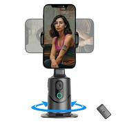 Soporte para teléfono de seguimiento facial automático, mini trípode inteligente de reconocimiento facial de inteligencia artificial de 360° con control remoto y luz, soporte de cámara recargable de