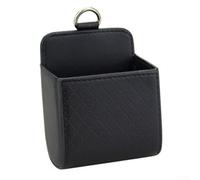 Soporte para teléfono de ventilación de coche, organizador de caja de almacenamiento de piel para decoración de interiores, fácil de instalar, quitar, beige, gris, marrón, negro (negro)