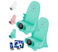 Soporte para Teléfono Mini Silla con Cargador Inalámbrico, Altavoz Multifuncional, Soportes De Escritorio Creativos Portátiles, Carga Rápida 15 W, ángulos Visión Ajustables(Green*2)