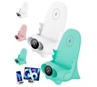 Soporte para Teléfono Mini Silla con Cargador Inalámbrico, Altavoz Multifuncional, Soportes De Escritorio Creativos Portátiles, Carga Rápida 15 W, ángulos Visión Ajustables(White+Green)