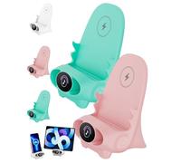 Soporte para Teléfono Mini Silla con Cargador Inalámbrico, Altavoz Multifuncional, Soportes De Escritorio Creativos Portátiles, Carga Rápida 15 W, ángulos Visión Ajustables(Pink+Green)