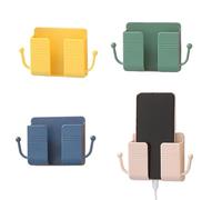 Soporte para teléfono montado en la pared, paquete de 4 soportes de ABS para teléfono móvil con gancho adhesivo 3M, caja de almacenamiento multiusos para dormitorio, cocina, baño, oficina