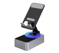 Soporte para teléfono móvil, batería externa con audio, altavoz Bluetooth para llamadas, gris