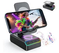 Soporte para teléfono móvil con altavoz Bluetooth: regalos para hombres, soporte para teléfono móvil con altavoz, modo de reconocimiento automático reproducible, cargador de teléfono móvil con