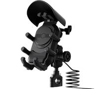 Soporte para teléfono para Motocicleta con Parasol, antivibración, antirrobo, con Cargadores inalámbricos de 15 W, Tipo C y Puerto de Carga USB