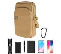 Soporte para teléfono | Pequeña de nailon para cinturón,Gadget Bag Utility Pouchs Outdoor Attachments, Tarjetero vertical de doble capa de color caqui, riferimento alla descrizione