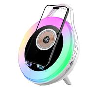 Soporte para teléfono y altavoz, amplificador de audio para teléfono RGB | altavoz para móvil y cargador inalámbrico, para oficina en casa, sala de estar, apartamento, dormitorio y mesa de