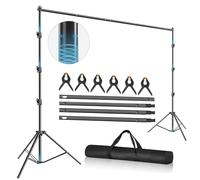 Soporte para telón de fondo de fotos, soporte de fondo resistente de 10 x 10 pies, kit de soporte de fondo ajustable con resorte a prueba de golpes, bolsa de transporte, abrazaderas para fotografía,