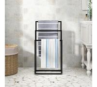 Soporte Para Toallas Con Metal, Toallero De Pie De 3 Niveles Extra Ancho, Secador De Toallas Independiente, Para Baño Piscina Y Exterior, Color Negro, 45.00 x 22.00 x 86.00 cm