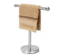 Soporte para toallas de mano con base de acero inoxidable pesado, toallero en forma de T, soporte para toallas independiente para baño (níquel cepillado)