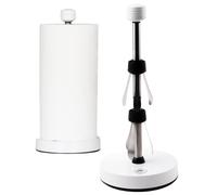 Soporte para toallas de papel blanco de acero inoxidable diseρado para una fαcil operaciσn con una sola mano: este resistente modelo de encimera