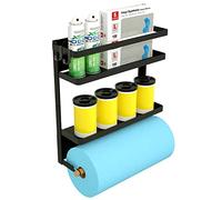 Soporte para Toallas de Papel con Estante, Estante magnético 2 en 1, Soporte rústico Resistente para Toallas de Papel con 2 Ganchos extraíbles, Soporte para pañuelos para cobertizo de Herramientas,