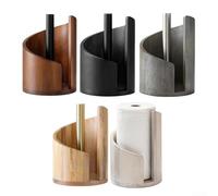 Soporte para toallas de papel de cocina con base de madera y barra de hierro para encimera, diseñado para rollos más grandes y un desgarro rápido con una sola mano en entornos de cocina ocupados