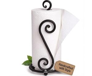 Soporte para Toallas de Papel de Lujo | Negro Elegante Hierro Forjado | Soporte de pie de Metal Forjado a Mano clásico Decorativo para encimera | Hecho a Mano por RTZEN-Décor