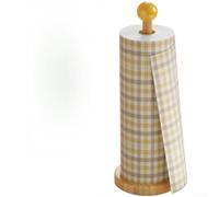 Soporte para toallas de papel de madera maciza con base estable, organizador vertical de cocina para encimera, soporte de madera de acabado suave para rollos y película adhesiva, amarillo (A)