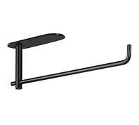 Soporte para toallas de papel debajo del armario de cocina, autoadhesivo o perforador, soporte para toallas de papel en la pared para cocina, baño, armarios, acero inoxidable SUS304, color negro