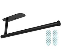 Soporte para Toallas de Papel Debajo del gabinete, Color Negro, Soportes Adhesivos para Toallas de Papel con Acero Inoxidable, Soportes para Toallas de Palo o Tornillo para Armario de Cocina, baño,